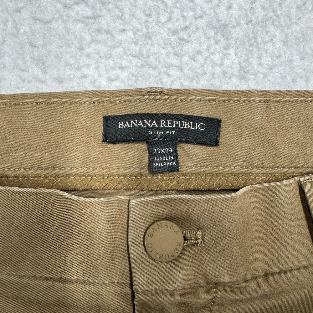 Banana Republic Slim Fit Chino Pants Khaki Beige Men's Size 33x34